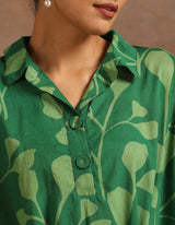 Green Kaftan Shirt With Pants (Set of 2)
