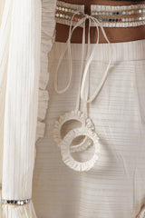 Zip Up Saree with Belt - Off white (Set of three)