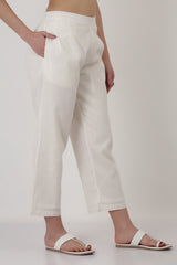 Ash Grey hand-blocked cotton Cover-up set (with Ecru Stripe kurti-pants)